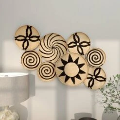 Metal Plate Wall Decor With Black Patterns Brown - Olivia & May -Olivia & May GUEST a75a5053 a2e2 4f79 a136 1fe5e8f14834