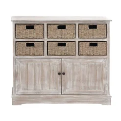 Wood Cabinet With Seagrass Drawers Brown - Olivia & May -Olivia & May GUEST a77ae164 f125 46bc 9ca7 3f9ed487606f
