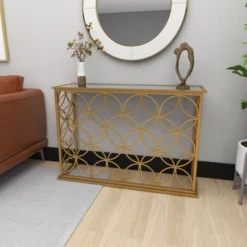 Rectangular Traditional Modern Metal Console Table Gold - Olivia & May -Olivia & May GUEST a790c91d 9bf8 45cb bd0f 9e7b69478050