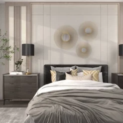 Metal Sunburst Round Wall Decor With Mirror Accent Set Of 3 Gold - Olivia & May -Olivia & May GUEST a7a24597 7a26 48d6 923e a8f83bcc39da