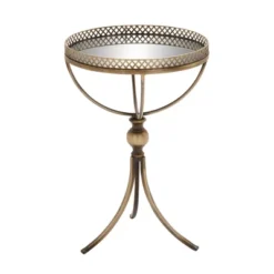 Metal And Glass Round Pedestal Table Gold - Olivia & May -Olivia & May GUEST a7c9424c 0e16 4401 8a01 934d270ed182