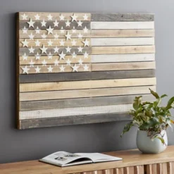 Wood American Flag Handmade Wall Decor Dark Brown - Olivia & May -Olivia & May GUEST a862a9d2 3def 43dd aa24 e3132a06e791
