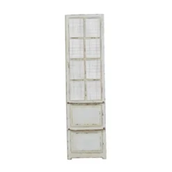 Wood Scroll Door Inspired Panel Wall Decor With Mesh Netting Cream - Olivia & May -Olivia & May GUEST a88710a7 707b 424c 9b0b 0e4507d2f2a9