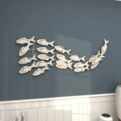 45" X 17" Coastal Wood Fish Wall Decor White - Olivia & May -Olivia & May GUEST a8979cbf 0eb6 42c4 b555 c873e4d4cf54
