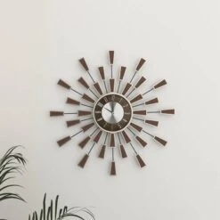 22"x22" Metal Starburst Wall Clock Brown - Olivia & May -Olivia & May GUEST a8b67b86 e9c8 433e 9fb2 7a2ae7d32c5c