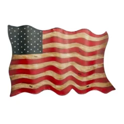 Metal American Flag Indoor Outdoor Wall Decor Red - Olivia & May -Olivia & May GUEST a98f8333 c8bb 445d 8821 587f2f7f75c3