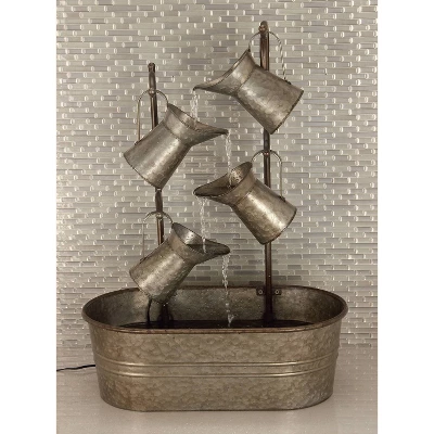 34" Metal Farmhouse Fountain Gray - Olivia & May 4 34" Metal Farmhouse Fountain Gray - Olivia & May - Image 2