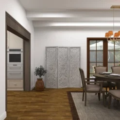 Farmhouse Wood Carved Room Divider Screen White - Olivia & May -Olivia & May GUEST aa4b7705 8804 4041 9cbc 7f2d2a14def7