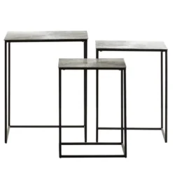 Set Of 3 Glam Aluminum Accent Tables Black/Silver - Olivia & May -Olivia & May GUEST ab0a0298 2942 4c70 801a 1462ae708ca4
