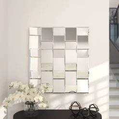 Glam Wood Geometric Wall Mirror Silver - Olivia & May -Olivia & May GUEST ab17ce64 0485 4394 919c 4aa430440f98