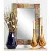 Metal Floral Wall Mirror With Embossed Metal Multi Colored - Olivia & May -Olivia & May GUEST ab26fb81 3f46 4c0b 8aa3 cf1630638656