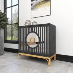 Art Deco Contemporary Mirrored Wood Cabinet Black - Olivia & May 40 Art Deco Contemporary Mirrored Wood Cabinet Black - Olivia & May -Olivia & May GUEST ab2fb881 6e45 4ce9 832c f6b3ca5390a0