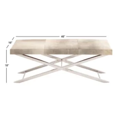 Contemporary Stainless Steel Cowhide X-Bench Beige - Olivia & May -Olivia & May GUEST ab307739 602b 4c39 9e43 08786ac700c8