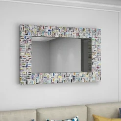 Glass Handmade Recycled Magazine Frame Wall Mirror Multi Colored - Olivia & May -Olivia & May GUEST ab6991c7 b7e0 40b2 b17e 7dd06ec6018f
