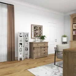 Farmhouse Chinquapin Wood Rectangle Room Divider Screen White - Olivia & May -Olivia & May GUEST ac2f4030 3d6b 4e0d 83ca 843b36516383