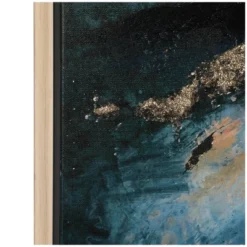 Canvas Abstract Watercolor Blotch Framed Wall Art With Gold Foil Accent Blue - Olivia & May -Olivia & May GUEST ac60fee9 6250 46e6 8906 88067102f39c