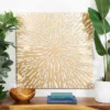 Wooden Starburst Abstract Carved Wall Decor With White Backing Gold - Olivia & May