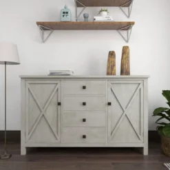 Farmhouse Wood Rectangular Sideboard White - Olivia & May -Olivia & May GUEST ad416060 dc65 41ea b155 965f62208a92