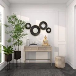 Metal Wall Mirror With Fluted Frame Black - Olivia & May -Olivia & May GUEST ad5c6ec0 6caf 41b6 86e5 1e348278a9b6