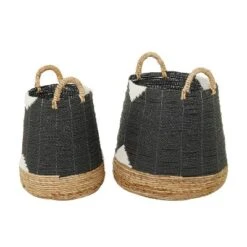 Set Of 2 Banana Leaf Storage Baskets Black - Olivia & May -Olivia & May GUEST ad7e4516 d219 4257 a634 087d5ff06d3f