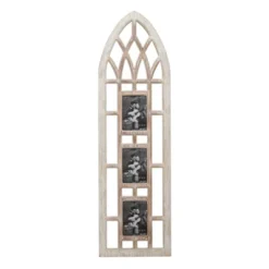 Wood 3 Slot Wall Photo Frame With Window Arch Shape Light Brown - Olivia & May -Olivia & May GUEST adabcd32 d04d 4a08 9d5b 8b50a08b091a