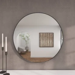 Contemporary Wood Round Wall Mirror - Olivia & May -Olivia & May GUEST adb929d1 e741 4274 8180 419fe565d5d0