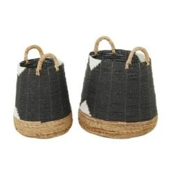 Set Of 2 Banana Leaf Storage Baskets Black - Olivia & May -Olivia & May GUEST adc0642b 5a12 438a b71e 29a0c31e9077