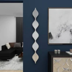 Metal Slim Stacked Chain 5 Layer Wall Mirror With Tear Drop Pattern And Foil Detailing Silver - Olivia & May -Olivia & May GUEST adcec581 689e 483c 8cdd 69d078fbcf5f