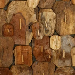 Teak Wood Abstract Handmade Carved Faces Wall Decor Brown - Olivia & May -Olivia & May GUEST adf577b4 70dc 4fd7 a841 4d44d3d6cb4f