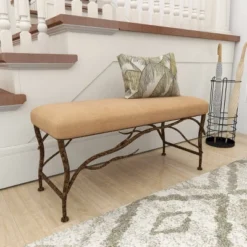 Farmhouse Wood Rectangle Bench Brown - Olivia & May