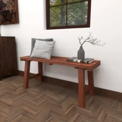 Mahogany Wood Bench Brown - Olivia & May -Olivia & May GUEST ae76e0d6 af17 4541 a9f9 d9dd453080ed