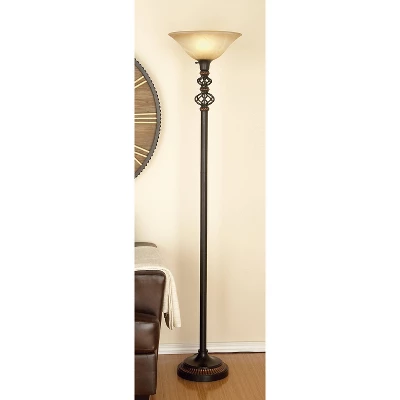 Metal Floor Lamp Torchiere Black - Olivia & May 3 Metal Floor Lamp Torchiere Black - Olivia & May