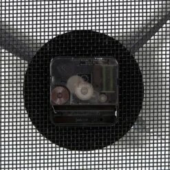 Olivia & May 24"x24" Metal Minimalistic Wall Clock With Mesh Backing Black - : Silent Mechanism, Keyhole Hanging, Industrial Decor -Olivia & May GUEST aeafd1be b494 441d a697 24a80c02845b