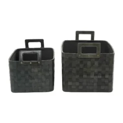 Set Of 2 Leather Storage Baskets Brown - Olivia & May -Olivia & May GUEST aec929e5 10e8 472c 8122 b418735466cf