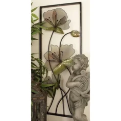Metal Floral Wall Decor With Black Frame Set Of 2 Black - Olivia & May -Olivia & May GUEST aef5cc62 cc4d 43cf a2fd 07202a46b5e2