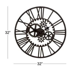 Metal Gear Wall Clock Black - Olivia & May -Olivia & May GUEST af0994af 75bc 4df9 9f6d e58c4d67bd0a