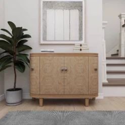 Traditional Carved Wood Curved Cabinet Brown - Olivia & May -Olivia & May GUEST afa6a1c5 a638 45a7 a1de 95419ce4284a