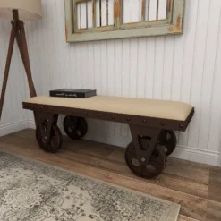 Industrial Wood Bench Brown - Olivia & May -Olivia & May GUEST afe45764 63e5 4024 a94f dfa15339b15e