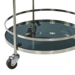 Contemporary Stainless Steel And Smoke Glass Bar Cart Silver - Olivia & May -Olivia & May GUEST aff39804 1105 45f1 9925 d747b1a2ef1e