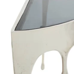 Olivia & May Aluminum Drip Console Table With Melting Designed Legs And Shaded Glass Top -Olivia & May GUEST aff76e41 9a26 4646 b195 eb145f6ad444