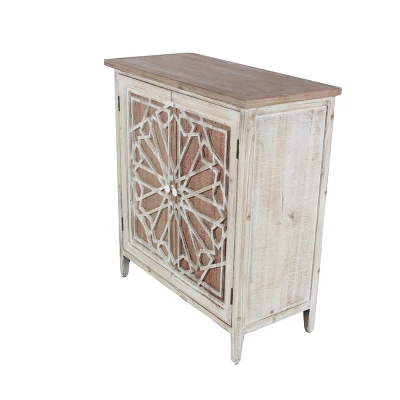 Natural Geometric Patterned Wood Cabinet Brown - Olivia & May 19 Natural Geometric Patterned Wood Cabinet Brown - Olivia & May - Image 17