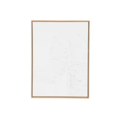 Olivia & May 32"x24" Canvas Abstract Framed Wall Art With Brown Frame White: Modern Decor, Vertical Orientation, Plastic Frame