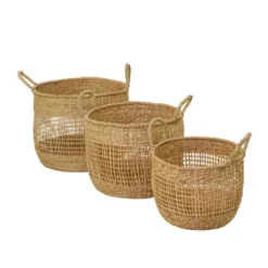 Set Of 3 Seagrass Storage Baskets Brown - Olivia & May -Olivia & May GUEST b0e64cfb 0bf7 4692 949c 05848620ced5