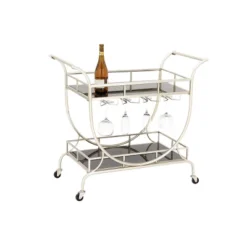 Modern 2 Tier Cart Silver - Olivia & May -Olivia & May GUEST b1196932 8bd1 40f4 a4e9 679cc66c786e