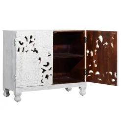 Mediterranean Carved Wood Cabinet White - Olivia & May -Olivia & May GUEST b1248bfa d73e 460c 8d35 09b512bf8d67
