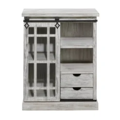 Farmhouse Metal And Wood Cabinet White - Olivia & May -Olivia & May GUEST b1e67af3 1669 475d 89bf da2e56c5abe2