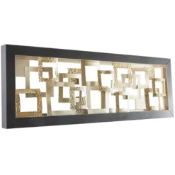 Metal Geometric Square Ribbon Wall Decor With Black Frame Gold - Olivia & May -Olivia & May GUEST b1e75f49 49f3 48ec ac04 9cb3dbf87817