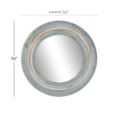 Wood Floral Carved Wall Mirror Beige - Olivia & May 4 Wood Floral Carved Wall Mirror Beige - Olivia & May - Image 2