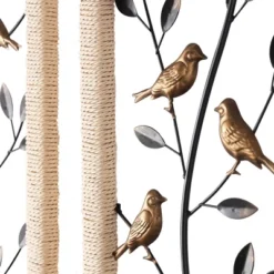 Set Of 2 Metal Leaf Wall Decors With Cream Rattan Frame And Bronze Bird Accents Black - Olivia & May: Iron Carving, Vertical Display, Nature Theme -Olivia & May GUEST b2486170 e41a 46c9 9126 8c0046b7feea