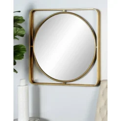 Modern Metal Iron Wall Mirror Gold - Olivia & May